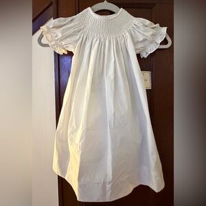 White Hand Smocked Bishop Dress